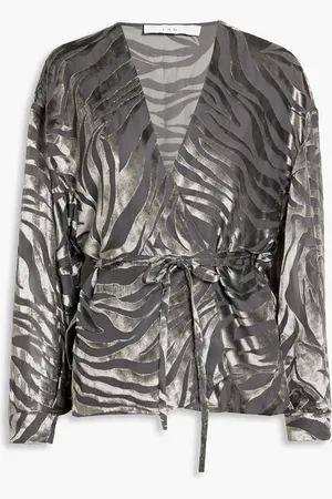 IRO Nurat devoré-velvet wrap blouse - - FR 34
