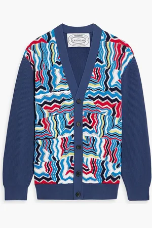 Missoni Ribbed and crochet-knit cotton-blend cardigan - Blue - L