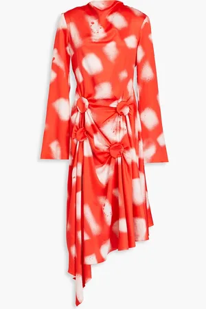 J.W.Anderson Draped printed satin dress - Red - UK 6