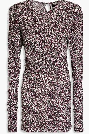 Isabel Marant Wrap-effect ruched printed jersey mini dress - Pink - FR 36