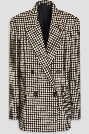 Brunello Cucinelli Double-breasted houndstooth wool-blend blazer - White - IT 44