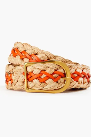 ZIMMERMANN Braided faux raffia and leather belt - - S/M