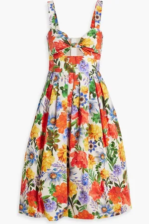 Cara Cara Laurel pleated floral-print cotton-poplin dress - Red - US 2