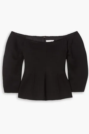 Chloé Off-the-shoulder paneled wool and cashmere-blend top - - FR 34