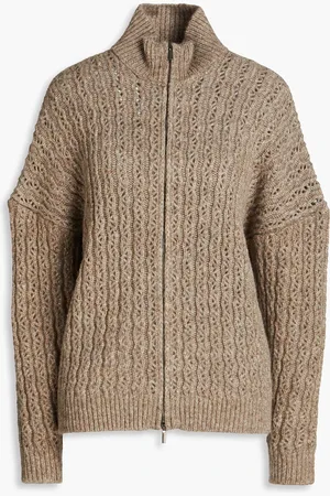 GENTRYPORTOFINO Pointelle-knit alpaca-blend cardigan - Neutral - IT 40