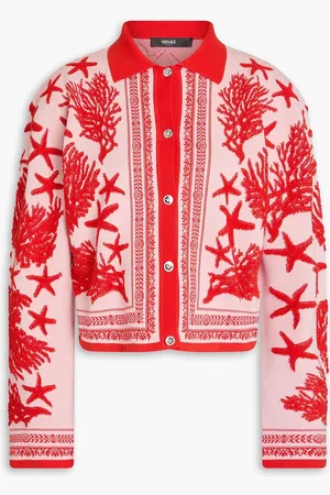 VERSACE Jacquard-knit cardigan - Pink - IT 42