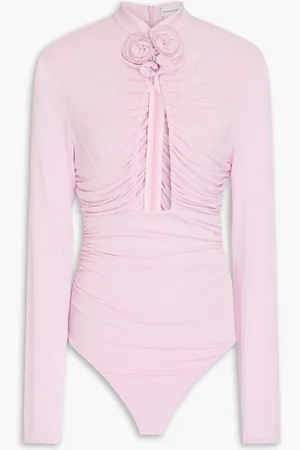 MAGDA BUTRYM Cutout ruched jersey bodysuit - Pink - FR 34