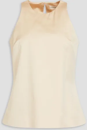 By Malene Birger Malida wool-blend gazar top - White - DE 44
