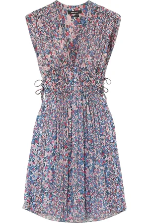 Isabel Marant Oaxoli gathered floral-print silk-crepon dress - - FR 36