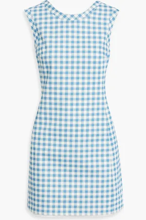 EMILIA WICKSTEAD Emmy gingham cotton-twill mini dress - Blue - UK 12