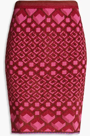 Diane von Furstenberg Metallic jacquard-knit mini pencil skirt - Pink - XS