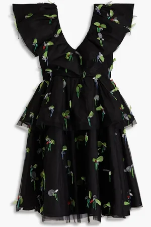 Ganni Embellished tiered tulle mini dress - - DE 38