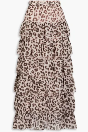 ZIMMERMANN Tiered leopard-print cotton and silk-blend maxi skirt - - 00