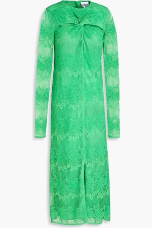 Ganni Cutout twisted corded lace midi dress - Green - DE 32