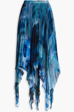 Altuzarra Pleated tie-dyed chiffon maxi skirt - Blue - FR 40