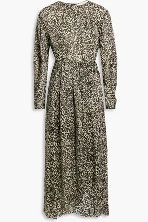 IRO Romeri pleated leopard-print silk-crepon midi dress - - FR 34