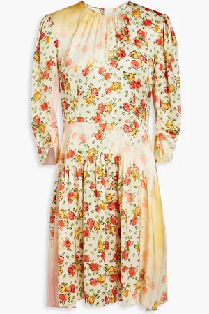 Marni Gathered floral-print satin mini dress - White - IT 38