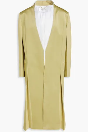 Victoria Beckham Tweed-paneled satin-crepe coat - Green - UK 6