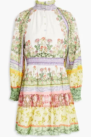 ALICE+OLIVIA Alice Olivia - Lavinia tiered floral-print cotton-mousseline mini dress - - US 2
