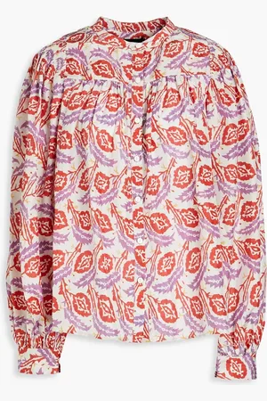 Isabel Marant Ritonea gathered printed silk blouse - Red - FR 34