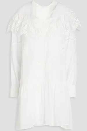 IRO Guipure lace-trimmed crepon mini dress - White - FR 40