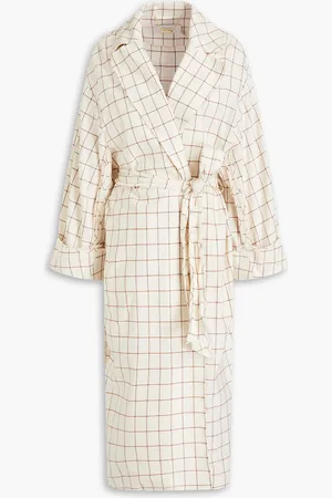 ZIMMERMANN Checked cotton-blend twill coat - White - M/L