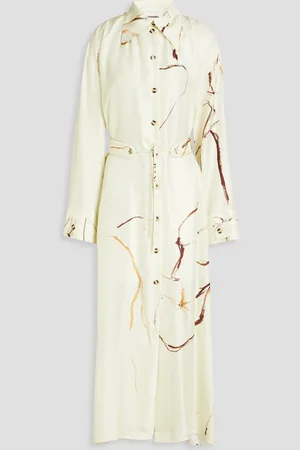 Nanushka Eluna belted silk-twill midi shirt dress - White - M
