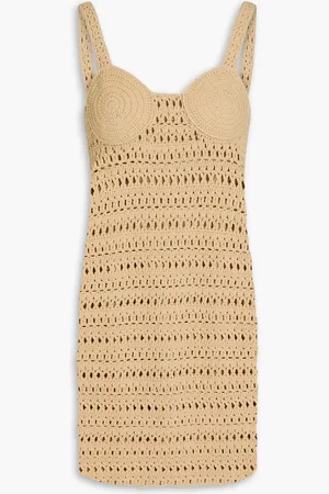 Nanushka Maressa crocheted cotton-blend mini dress - Neutral - M