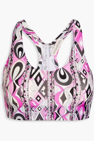 Puccini Printed stretch-jersey sports bra - Purple - XS