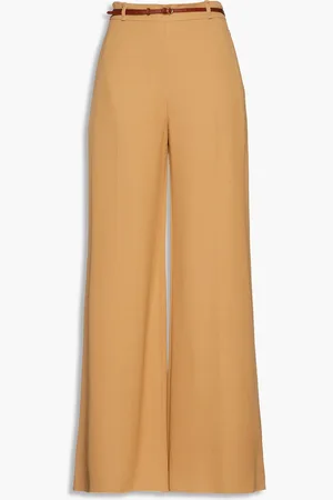 Chloé Belted crepe wide-leg pants - Brown - FR 42