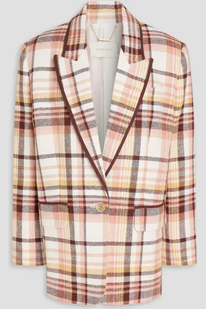 ZIMMERMANN Checked linen and cotton-blend blazer - White - 1