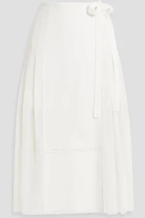 Chloé Lace-trimmed crepe de chine midi wrap skirt - - FR 34