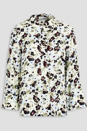 Ganni Floral-print crepe shirt - White - DE 40