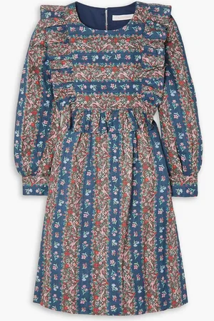 See by Chloé Deva ruffled floral-print linen dress - Blue - FR 36