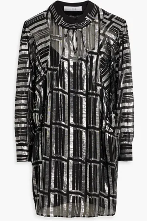 IRO Cat metallic fil coupé silk-blend chiffon mini dress - Metallic - FR 34