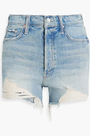 Mother Tomcat Kick distressed denim shorts - Blue - 25