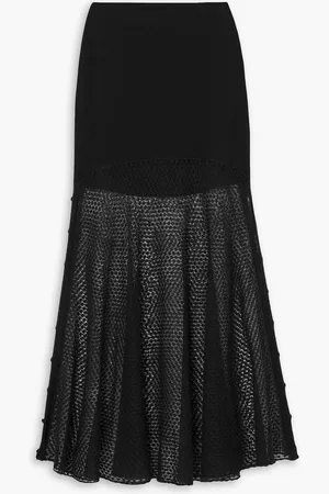 Chloé Crochet-paneled wool-blend maxi skirt - - XL