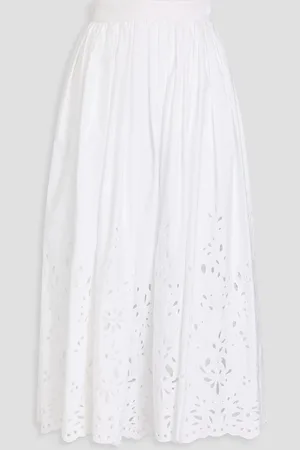 Chloé Broderie anglaise cotton midi skirt - - FR 34
