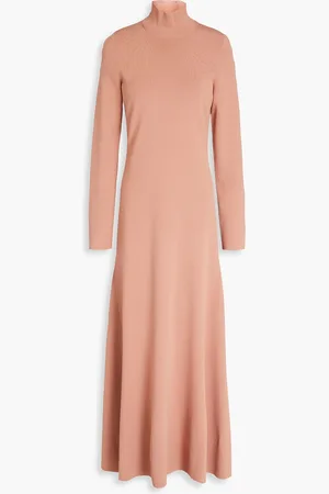 Victoria Beckham Cutout stretch-knit turtleneck maxi dress - Pink - L