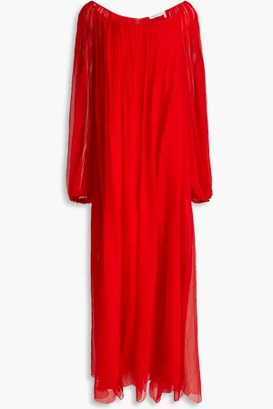 Chloé Pleated silk-chiffon maxi dress - - FR 40