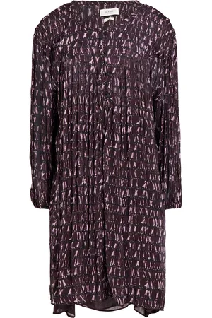 Marant Etoile Gathered tie-dyed georgette mini dress - Purple - FR 36