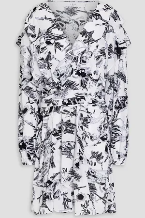 IRO Wrap-effect printed crepe de chine mini dress - - FR 36