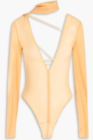 Jacquemus Le Body Abanaba stretch-mesh bodysuit - Orange - FR 32