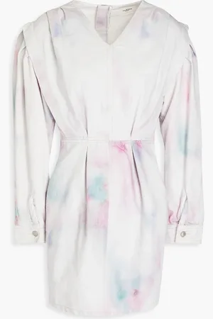 Marant Etoile Lacanau pleated tie-dyed denim mini dress - White - FR 36