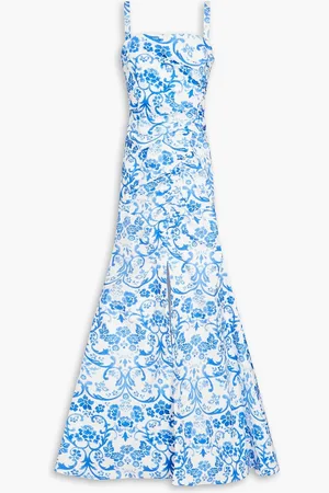Carolina Herrera Ruched printed ottoman gown - - US 10