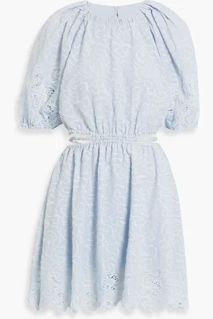Simkhai Anaise cutout embroidered crepe de chine mini dress - Blue - US 0