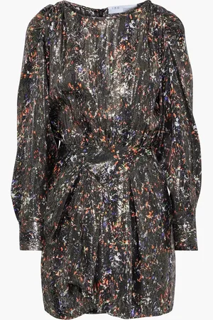 IRO Moseny printed silk-blend lamé mini dress - - FR 34