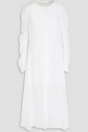 Chloé Ruched ramie midi shirt dress - - FR 38