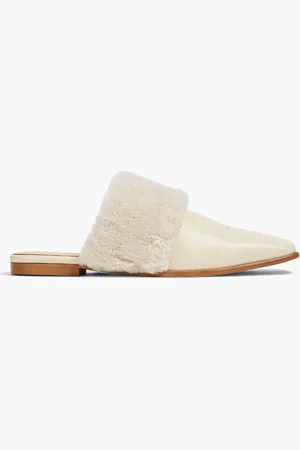 By Malene Birger Mollys shearling-trimmed leather slippers - White - EU 36