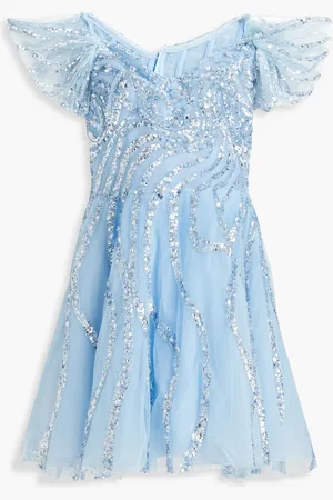 Zuhair Murad Off-the-shoulder embellished tulle mini dress - Blue - FR 40